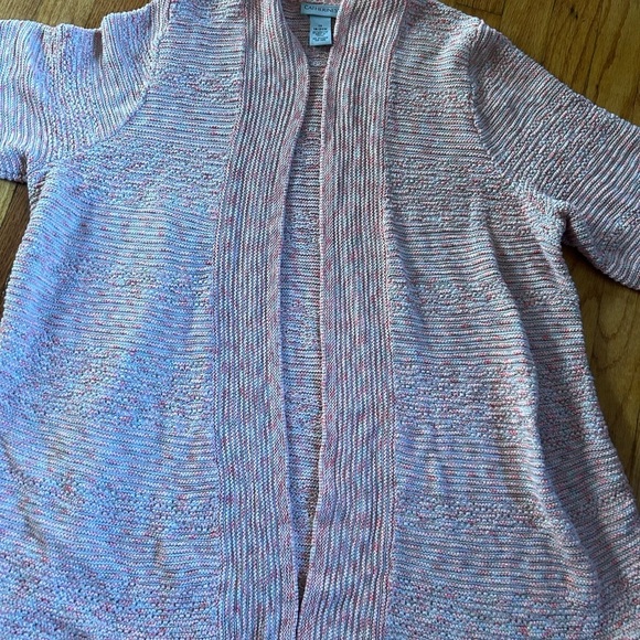 Catherines Open Front Cardigan Sweater Womens Plus Size 1X Pink Short Sleeve - Picture 4 of 8